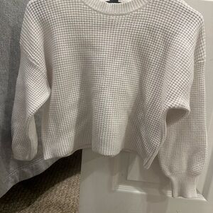 White Waffle Knit Sweater